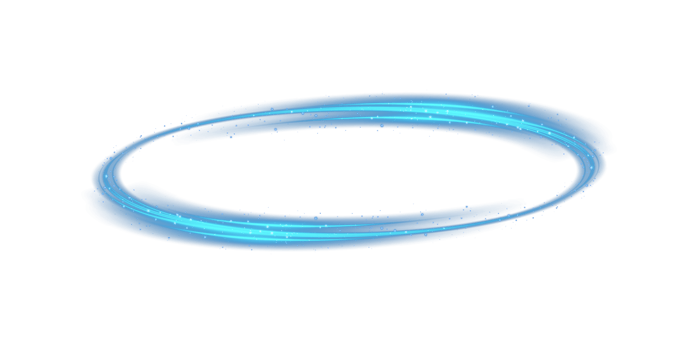 Blue halo angel ring. Light realistic halo, angel ring, Saint aureole symbol. Magic fantasy portal. Futuristic teleport.Three dimensional shiny blue nimbus. . Illustration number 33 png