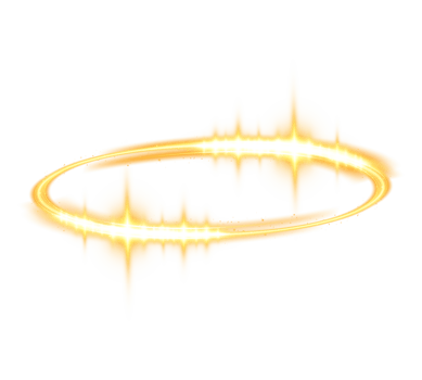 Golden halo angel ring. Light realistic halo, angel ring, Saint aureole symbol. Magic fantasy portal. Futuristic teleport. Three dimensional shiny golden nimbus. . Illustration number 29 png