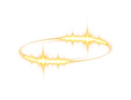 Golden halo angel ring. Light realistic halo, angel ring, Saint aureole symbol. Magic fantasy portal. Futuristic teleport. Three dimensional shiny golden nimbus. . Illustration number 24 png