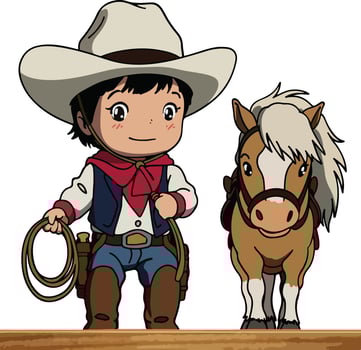 a cartoon cowboy and his horse vector