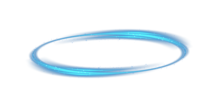 Blue halo angel ring. Light realistic halo, angel ring, Saint aureole symbol. Magic fantasy portal. Futuristic teleport.Three dimensional shiny blue nimbus. . Illustration number 18 png