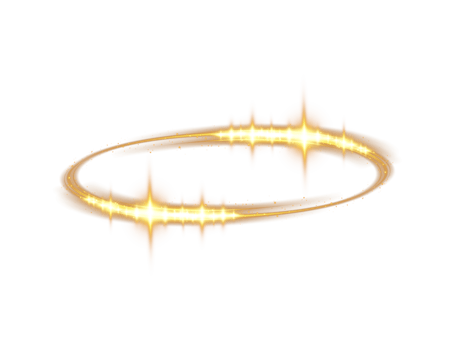 Golden halo angel ring. Light realistic halo, angel ring, Saint aureole symbol. Magic fantasy portal. Futuristic teleport. Three dimensional shiny golden nimbus. . Illustration number 11 png