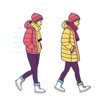 Trendy Layered Winter Fashion Model. vector