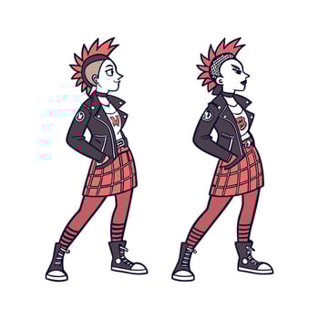Bold Punk Rock Festival Fashion Model 2. vector