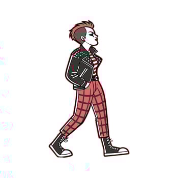 Stylish Punk Rock Cartoon Fashion Model. vector