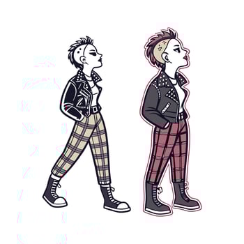 Bold Punk Rock Cartoon Fashion Model 3. vector