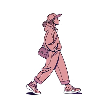 Chic Relaxed Hoodie and Joggers Model. vector