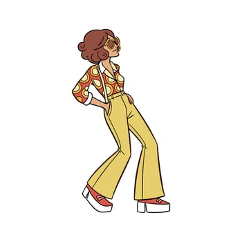 Trendy Retro 70s Style Fashion Model 1. vector