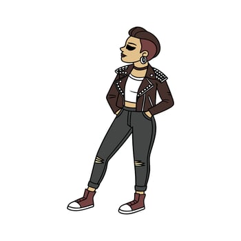 Chic Rocker Chic Fashion Model. vector