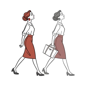 Bold Sophisticated Pencil Skirt Fashion Model 1. vector
