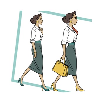 Chic Sophisticated Pencil Skirt Fashion Model Illustrate. vector