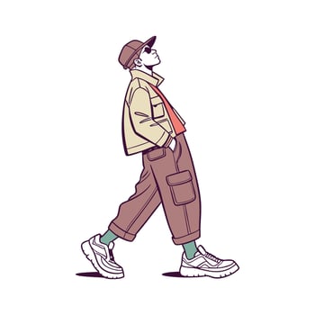 Chic Streetwear Trendsetter Fashion Model Design. vector
