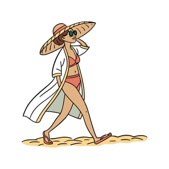 Trendy Summer Beach Vacation Fashion Model Design. vector