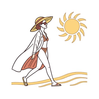 Chic Summer Beach Vacation Fashion Model Design 1. vector