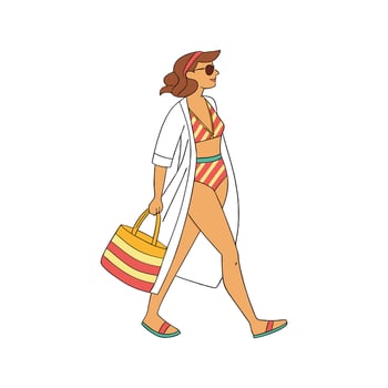 Trendy Summer Vacation Beach Fashion Model Design 2. vector