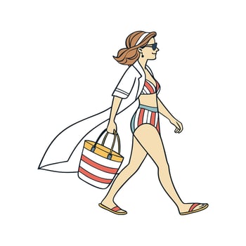 Elegant Summer Vacation Beach Fashion Model Design 3. vector