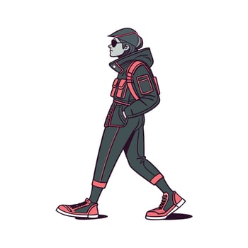 Trendy Techwear Cyber Street Model Illustrate Fashion 1. vector