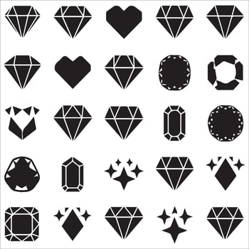 Set of diamonds line icons style vector