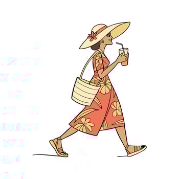 Chic Tropical Paradise Resort Model Illustrate Fashion. vector
