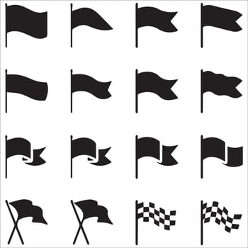 Flag icon set , image silhouette vector