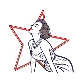 Elegant Vintage Hollywood Glam Fashion Model Design 3. vector