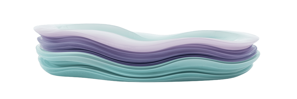 Layered curved podium in soft mint and lavender hues enhances modern design aesthetics png