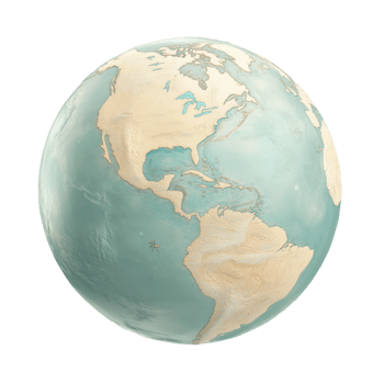 Pastel colored globe featuring soft blue oceans highlighting the Americas png