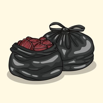 Sacrificial meat in large black plastic during Eid alAdha vector