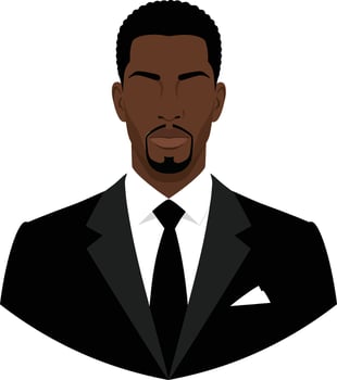 Professional man in a black suit with a white shirt and tie, minimalistic style illustration vector