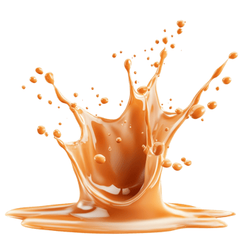 Delicious caramel splash isolated against a clean transparent background showcasing a vibrant brown hue and fluid motion, Delicious Caramel Splash isolated on transparent background png