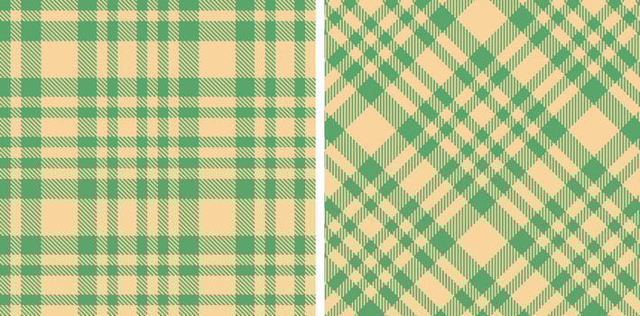 Bright Algae and Pastel Pale Peach Seamless Tartan Fabric Design vector