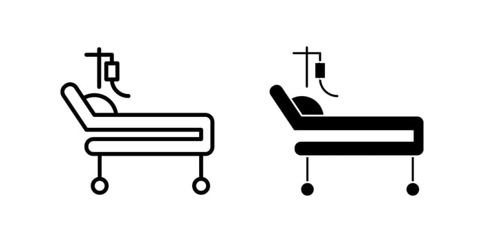 hospital bed icon set. Symbol isolated white background. illustration. color editable. vector