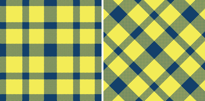 Pale Prussian Blue and Pastel Lemon Seamless Madras Plaid Textile Design vector