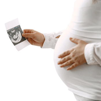 pregnant woman holding ultrasound image with transparent background png