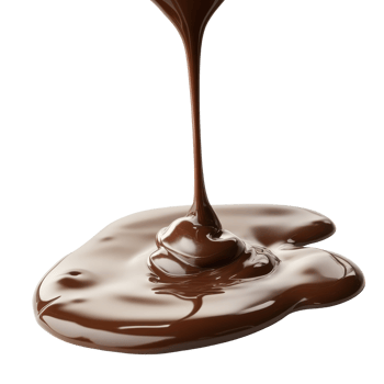 Velvety chocolate pour and drip on a transparent surface showcasing its smooth texture and rich color, Velvety Chocolate Pour and Drip isolated on transparent background png
