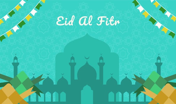 Green background flat illustration of ramadan kareem vector