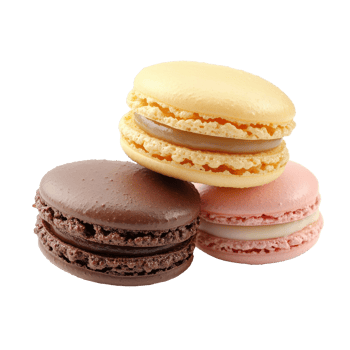 Colorful macaroons arranged artfully on a transparent background showcasing delectable flavors and textures, macaroons isolated on transparent background png