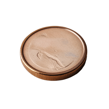 A shiny copper coin resting on a transparent background symbolizes investment and financial growth opportunities for savvy investors, coin on transparent backgroundInvestment concept, money png