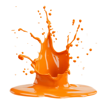 Captivating orange paint splash creating dynamic patterns on a transparent background during artistic expression, Orange paint splash on transparent background png