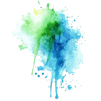 Abstract watercolor splashes in vibrant green and blue tones creating an artistic design on a transparent background, green blue colored paint fleck splash isolated on transparent background png