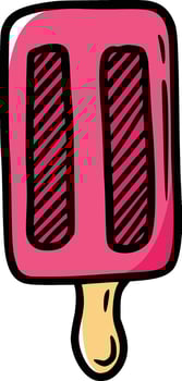 Ice cream stick strawberry doodle illustration vector