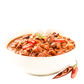Delicious Beef Chili in Bowl with Chili Peppers - Food Photography png