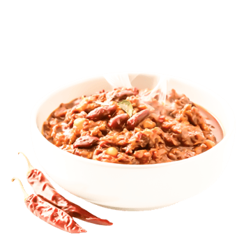 Steaming Bowl of Kidney Bean Chili with Dried Red Chili Peppers png