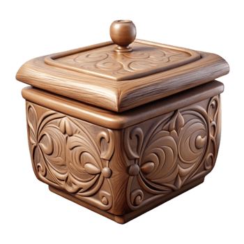 wonderful creative Carved Wooden Box with Lid Transparent Background premium png
