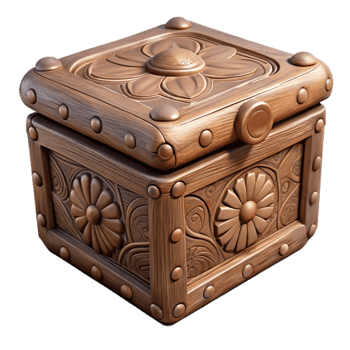beautiful minimalist Carved Wooden Box with Lid Transparent Background professional png