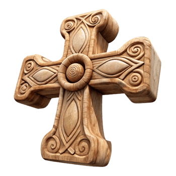 magnificent abstract Carved Wooden Cross Ornament Cutout detailed png