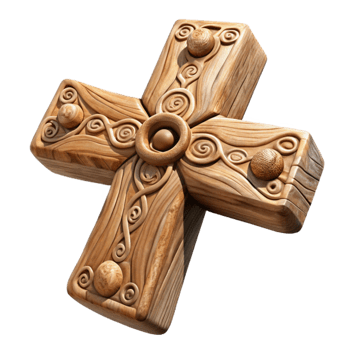 beautiful contemporary Carved Wooden Cross Ornament Cutout png