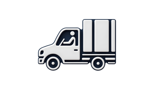 A delivery truck icon with a driver, perfect for logistics and transportation themes png