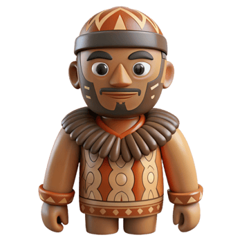 stunning abstract Carved Wooden Figure with Tribal Attire Isolated exclusive png