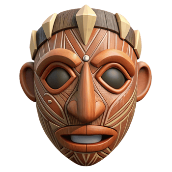 impressive modern Carved Wooden Mask Tribal Style Transparent authentic png